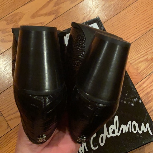 Sam Edelman Black Croc-Embossed Ankle Boots - Picture 6 of 9